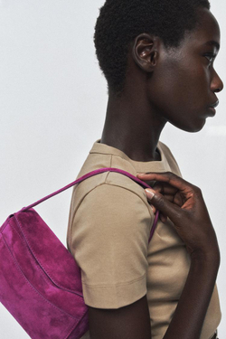 ZARA МИНИ-СУМКА ИЗ КОЖИ, ВИШНЕВО-КРАСНЫЙ