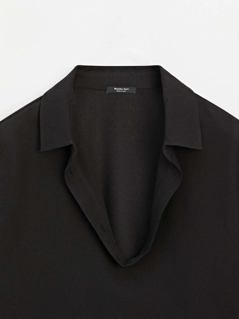 Massimo Dutti Рубашка из струящегося смесового хлопка с V-образным вырезом, коричневый