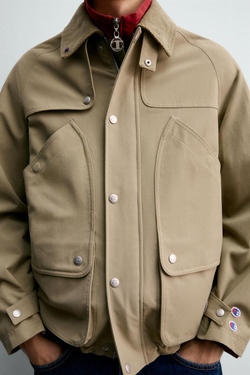 ZARA Х CHAMPION ® КОРОТКИЙ ТРЕНЧ, БЕЖЕВЫЙ