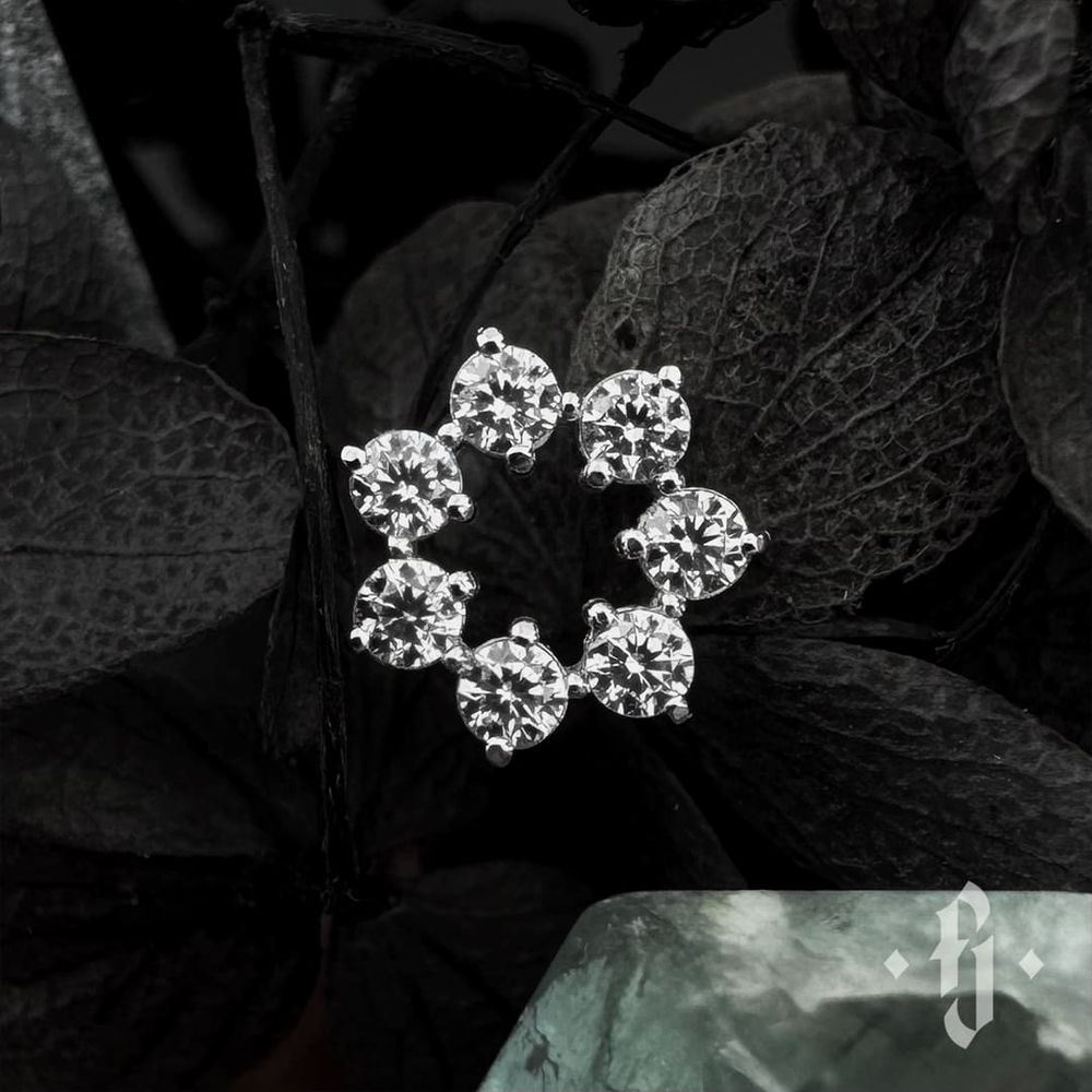 Накрутка &quot;Dandelion&quot; - Белое золото - White CZ