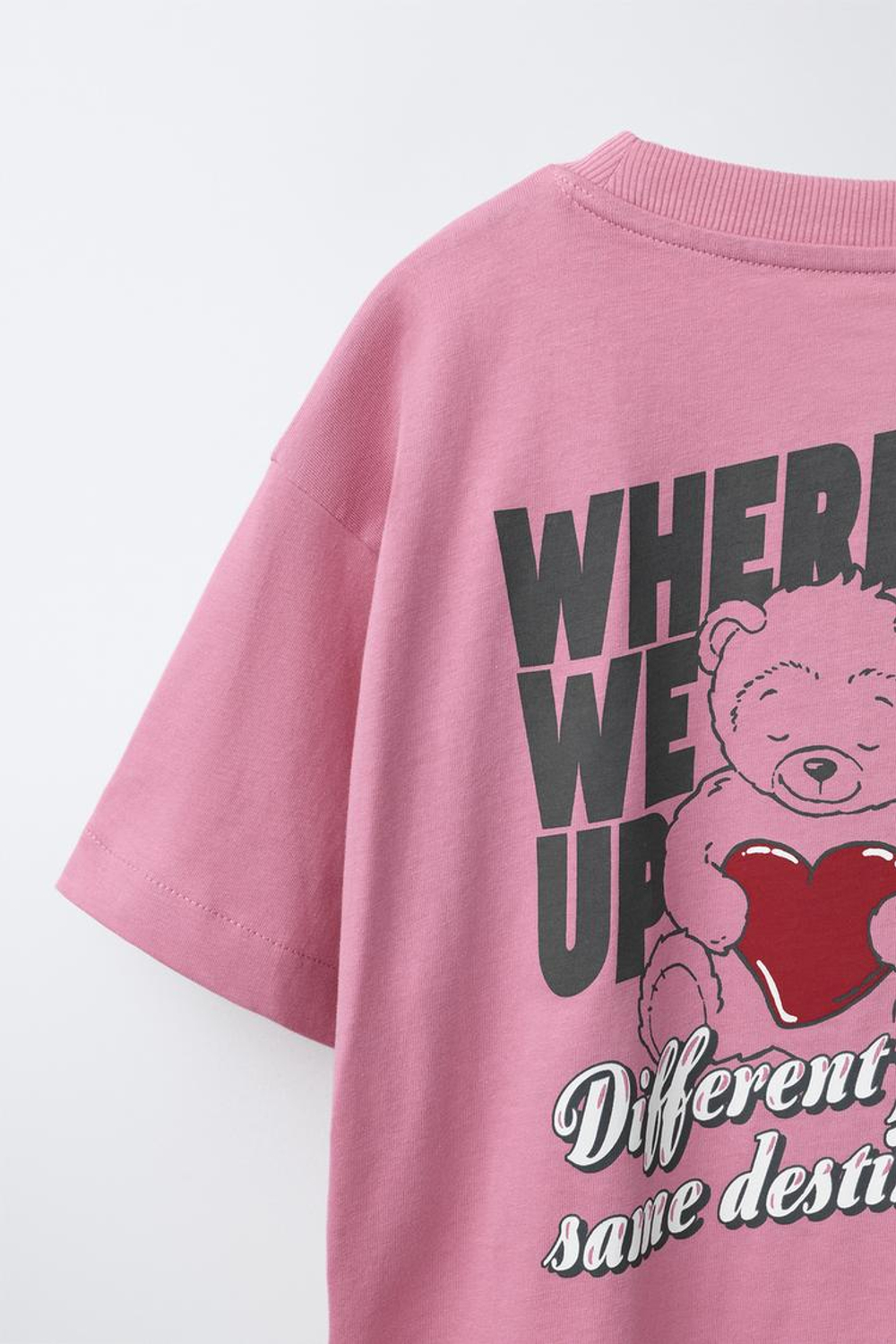 ZARA ФУТБОЛКА С ПРИНТОМ «СЕРДЕЧКИ», РОЗОВЫЙ