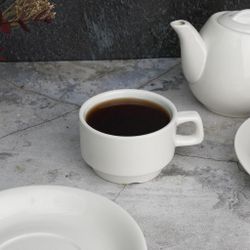 Чайная пара 200 мл белая d 8,4 см h5,4 см фарфор Stackable P.L. Proff Cuisine [6]