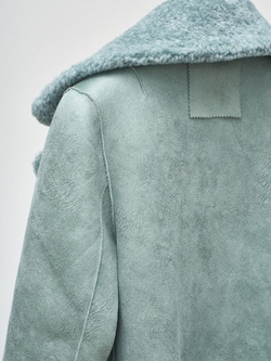 Шуба чебурашка пальто тедди из шерсти, зеленая, SilverFox