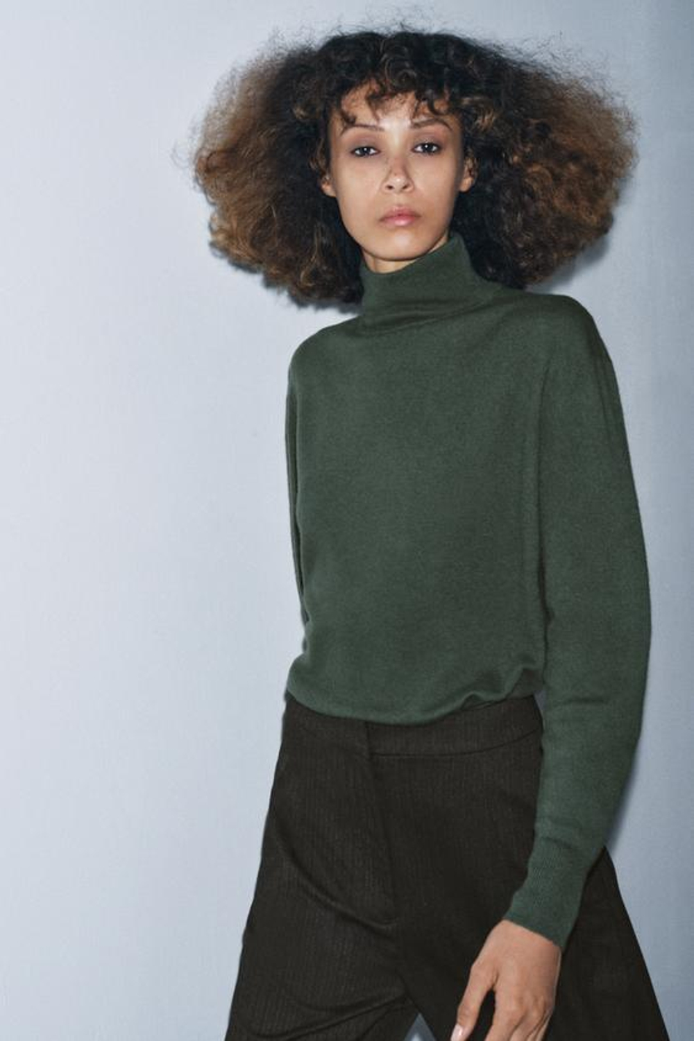 ZARA БРЮКИ-БАЛЛОНЫ ИЗ ТКАНИ «ЁЛОЧКА» ZW COLLECTION, КОРИЧНЕВЫЙ