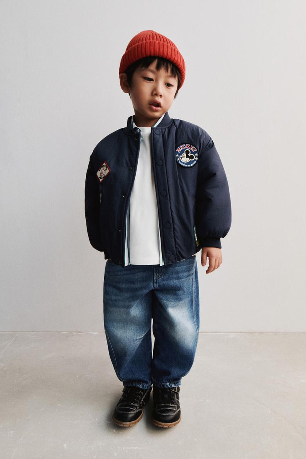 ZARA БОМБЕР С НАШИВКАМИ MICKEY MOUSE © DISNEY, СИНИЙ