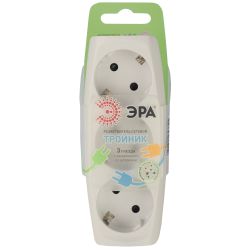 Разветвитель электрический ЭРА SP-3e-I на 3 розетки c заземлением со шторками 16А слоновая кость