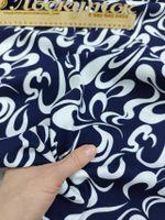 Штапель /  Бело-темно-синий узор