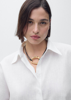 Льняная рубашка с короткими рукавами