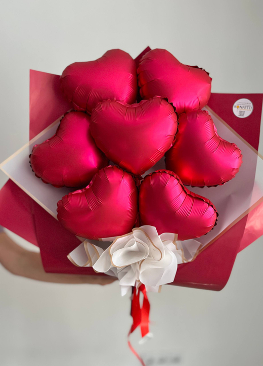Букет из сердец сатин красный №4692