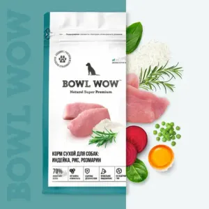 Сухой корм BOWL WOW для собак мелких пород с индейкой, рисом и розмарином