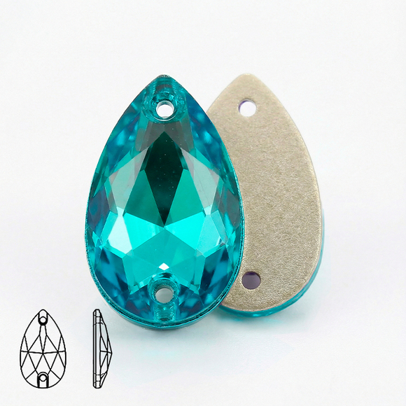Стразы капля (Pear/Teardrop) Light Green