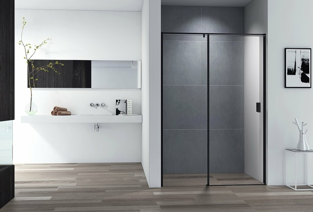 Душевая дверь Cezares Urban 110 URBAN-B-12-110-C-NERO профиль Черный матовый стекло прозрачное