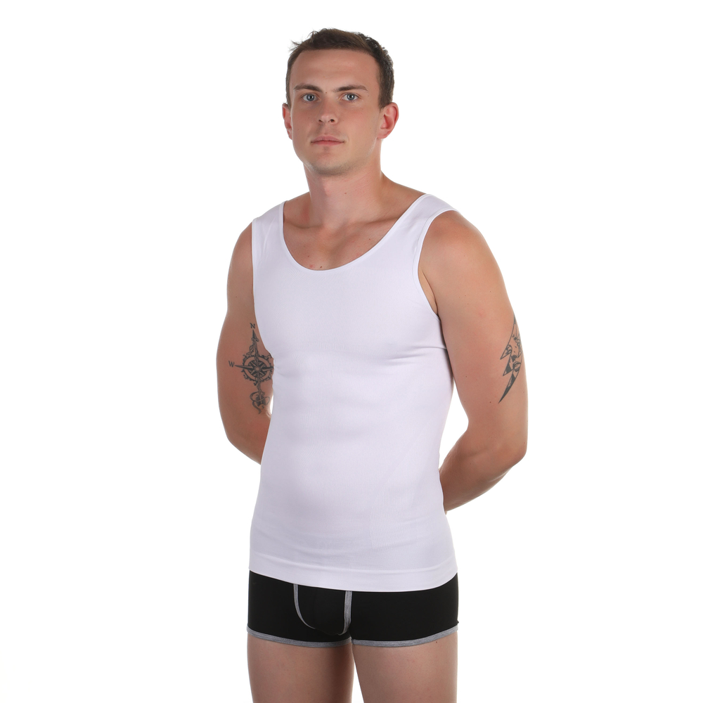 Мужская майка утягивающая (двойная утяжка) белая DonDon 460-01_01
