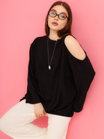 Лонгслив на одно плечо Вискоза, черный