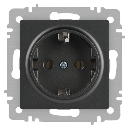 Розетка Intro Accent 6-202-07 2P+E Schuko 16А-250В IP20 СУ AL/CU графит