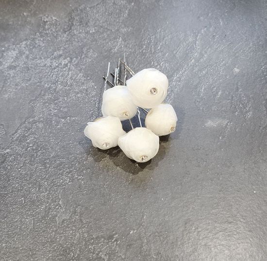 Набор шпилек "Розы" органза, 10 шт, белый