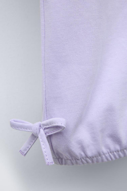 ZARA КОМПЛЕКТ ИЗ ФУТБОЛКИ И ВЕЛОСИПЕДОК, ЦВЕТ МАЛЬВЫ