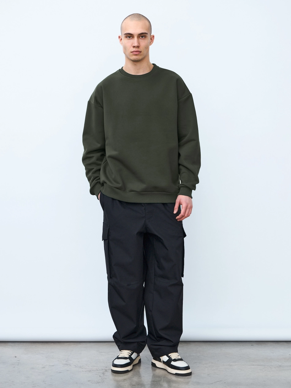 Свитшот оверсайз, с начесом (хаки)