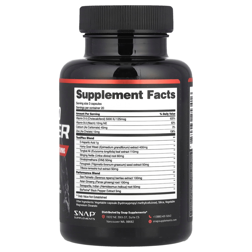 Snap Supplements, Testo Booster, 60 капсул