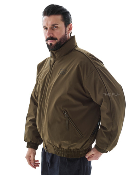 Утепленный бомбер на молнии в цвете хаки