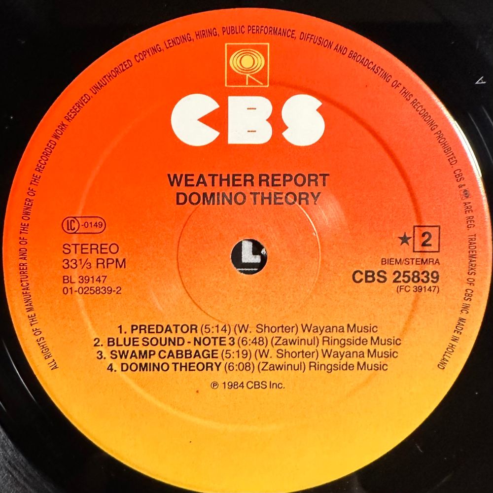 Weather Report - Domino Theory (Голландия 1984г.)