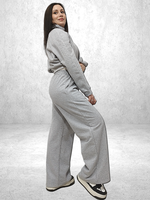 20831 Костюм женский ворот на кор. замке, брюки палацо, футер 2-х нитка начес серый меланж (52)