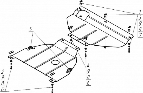 Усиленная защита Motodor картера двигателя, кпп. 2 мм, сталь. для Audi A6 1997-2004 арт.00127