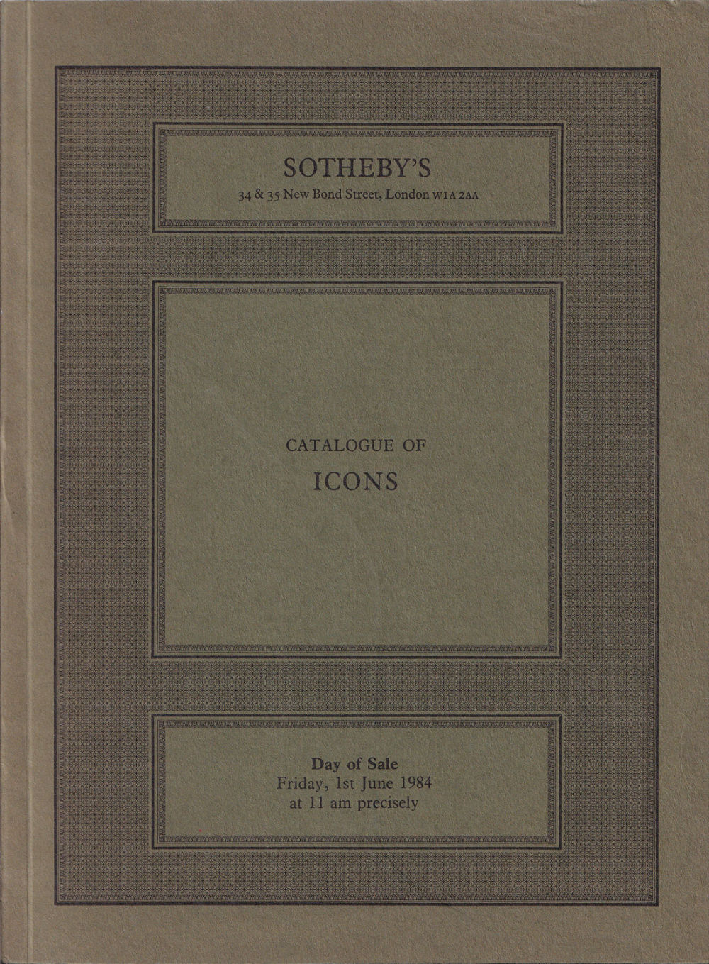 Каталог аукциона Sotheby's, Лондон, Иконы от 1 июня 1984 года