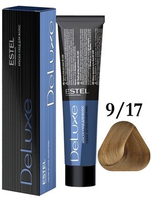 Краска ESTEL PROFESSIONAL 9/17 DE LUXE для окрашивания волос блондин пепельно-коричневый