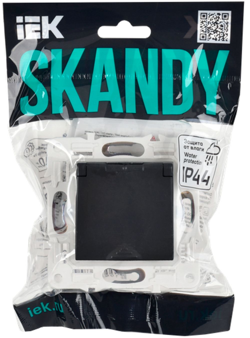 SKANDY Розетка 2-местная с заземлением с защитными шторками 16А в сборе SK-R07T титан IEK