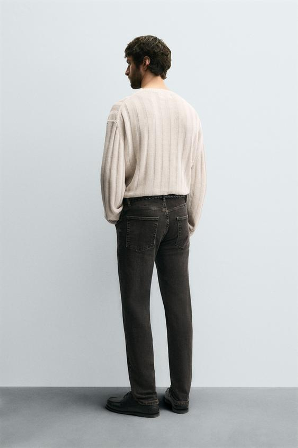 ZARA ДЖИНСЫ SLIM FIT БАЗОВЫЕ, СЕРЫЙ / БЕЖЕВЫЙ