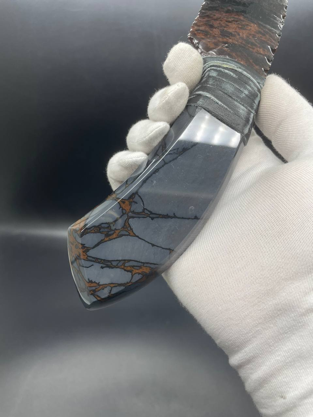 Нож из обсидиана с рукоятью из обсидиана 24 см