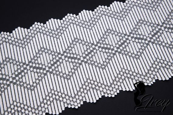 1367 ОПТ Кружево эластичное 20 см, Италия, геометрия, белый