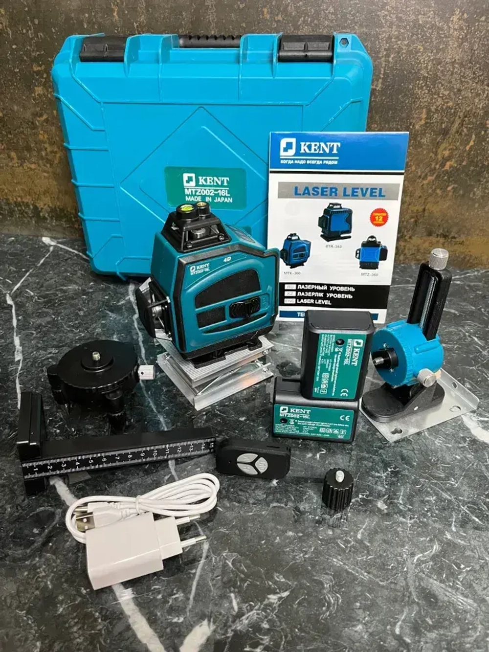 Лазерный уровень нивелир 4D 16 линий зеленый луч 360 с подставкой, KENT MTZ002-16L