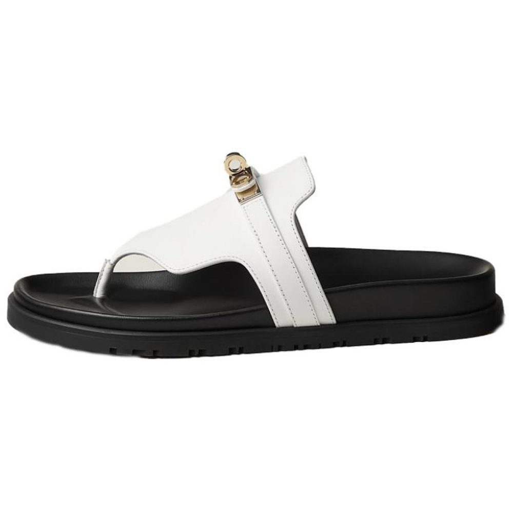 Hermes Empire comfortable casual rubber-soled flip-flops women's white, H232116 Z90