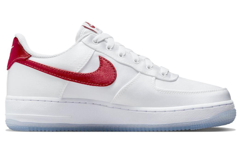 Кроссовки Nike Air Force 1 Low Satin "White Red" (Женская размерная сетка)