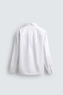 ZARA РУБАШКА С ФАКТУРНОЙ ОТДЕЛКОЙ, БЕЛЫЙ