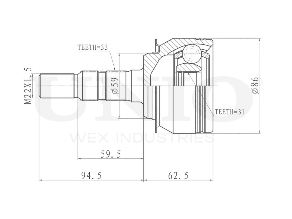 ШРУС внешний UNIO CVJ-20041