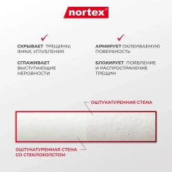 Nortex RNP 200 стеклохолст малярный грунтованный под покраску, плотный 200г/м2, рулон 1*25м