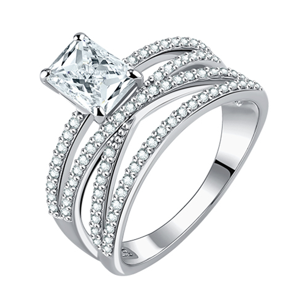 Кольцо из серебра с фианитами