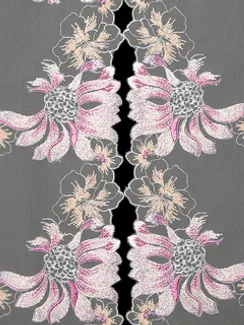 05-155 Вышивка на неэл. сетке 22 см, айвори/лиловый/серебро (правая)