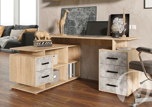 Стол компьютерный Неаполь-1 (дуб сонома/бетон светлый)
