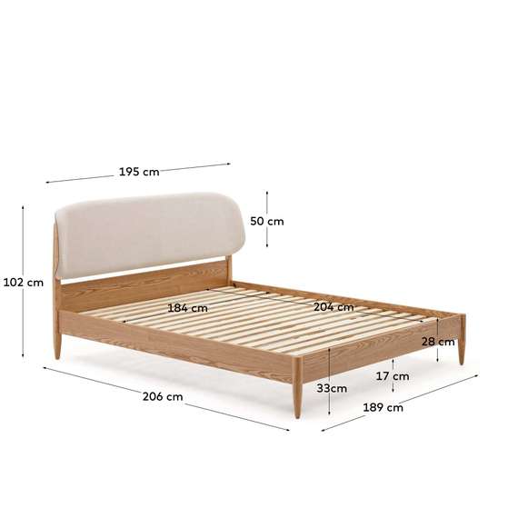 Кровать Octavia из ясеневой фанеры с белым мягким изголовьем 180x200 см
