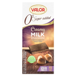 Valor, 0% сахара, сливочный молочный шоколад с кремовой начинкой из фундука, 100 г (3,5 унции)