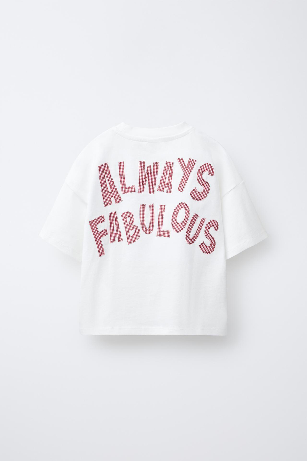 ZARA ФУТБОЛКА В КЛЕТКУ ВИШИ, БЕЛЫЙ