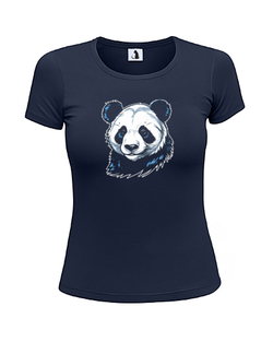 Футболка Панда женская приталенная темно-синяя