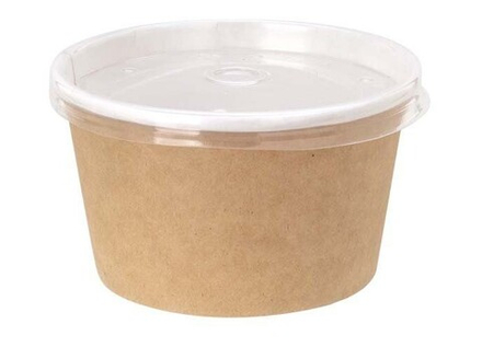 Креманка круглая 300мл крафт с прозрачной крышкой