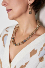 HMG 1192 Gl/bl Колье 3 синих горных хрусталя  арт.2500