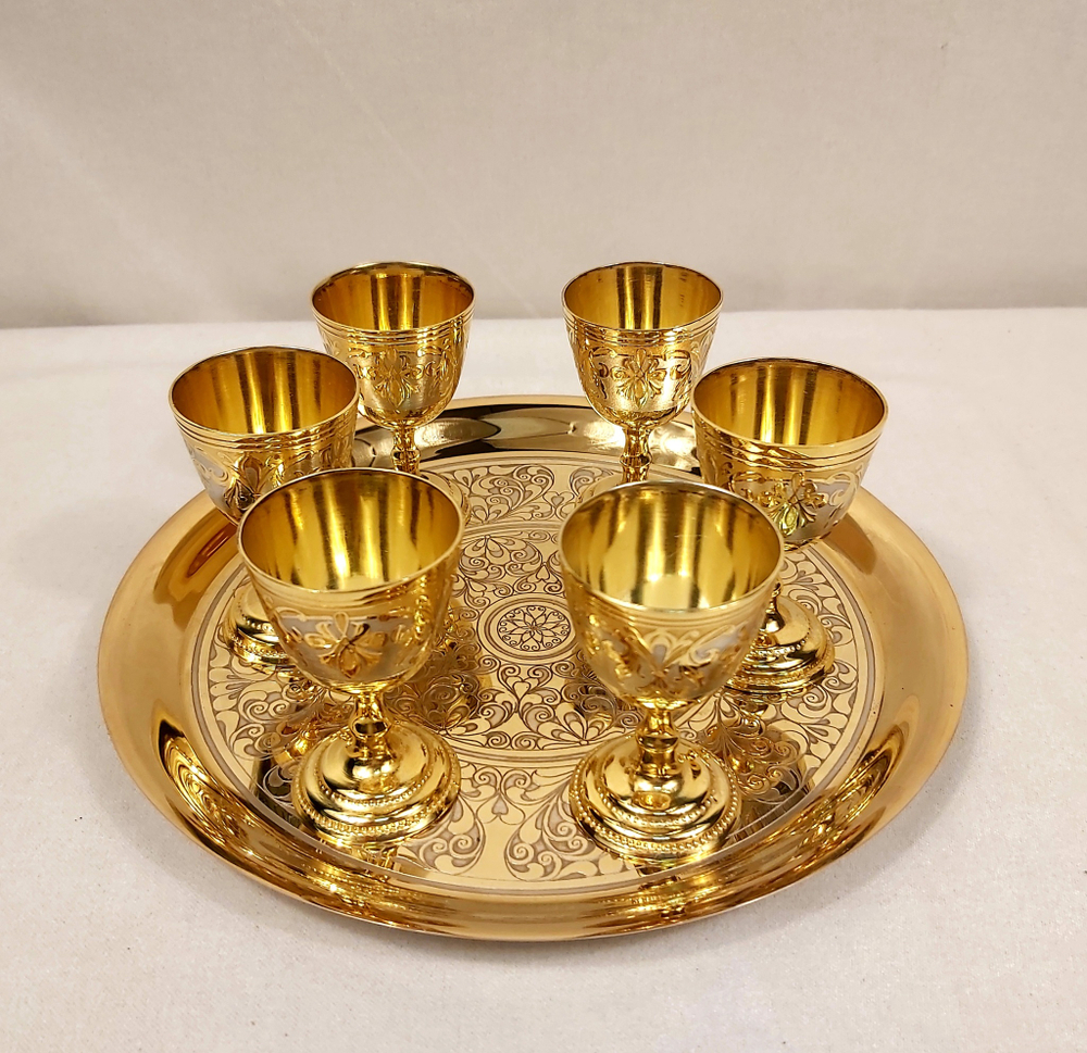 Набор рюмок с блюдцем на 6 персон Златоуст