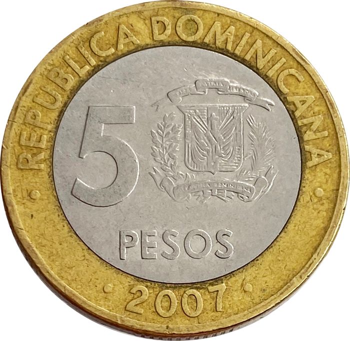 5 песо 2007 Доминикана